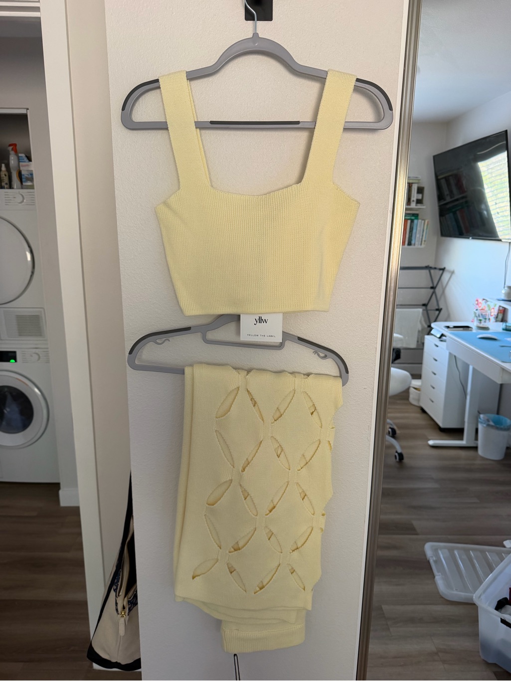 Nwt Yellow Knit Crop Top & Pant Set